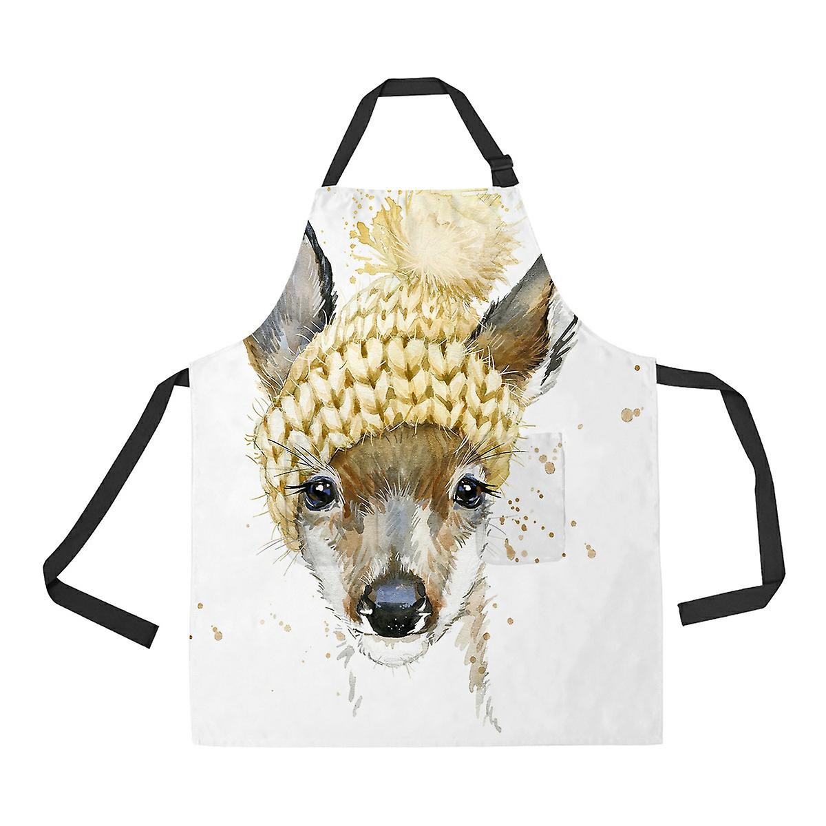 Cute Forest Deer Apron Home Kitchen Apron With Pockets