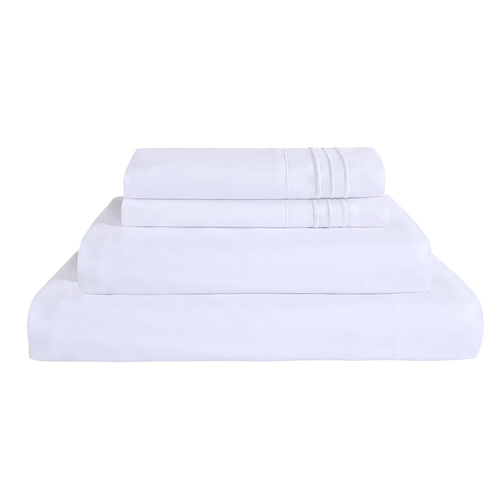 Premium Embroidered 4 Piece Microfiber Bed Sheet Set