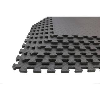 TrafficMaster Gray 25 in. W x 25 in. L x 0.47 in. T EVA Foam Interlocking Gym Floor Tiles (6 TilesPack) (24 sq. ft.) MI06012