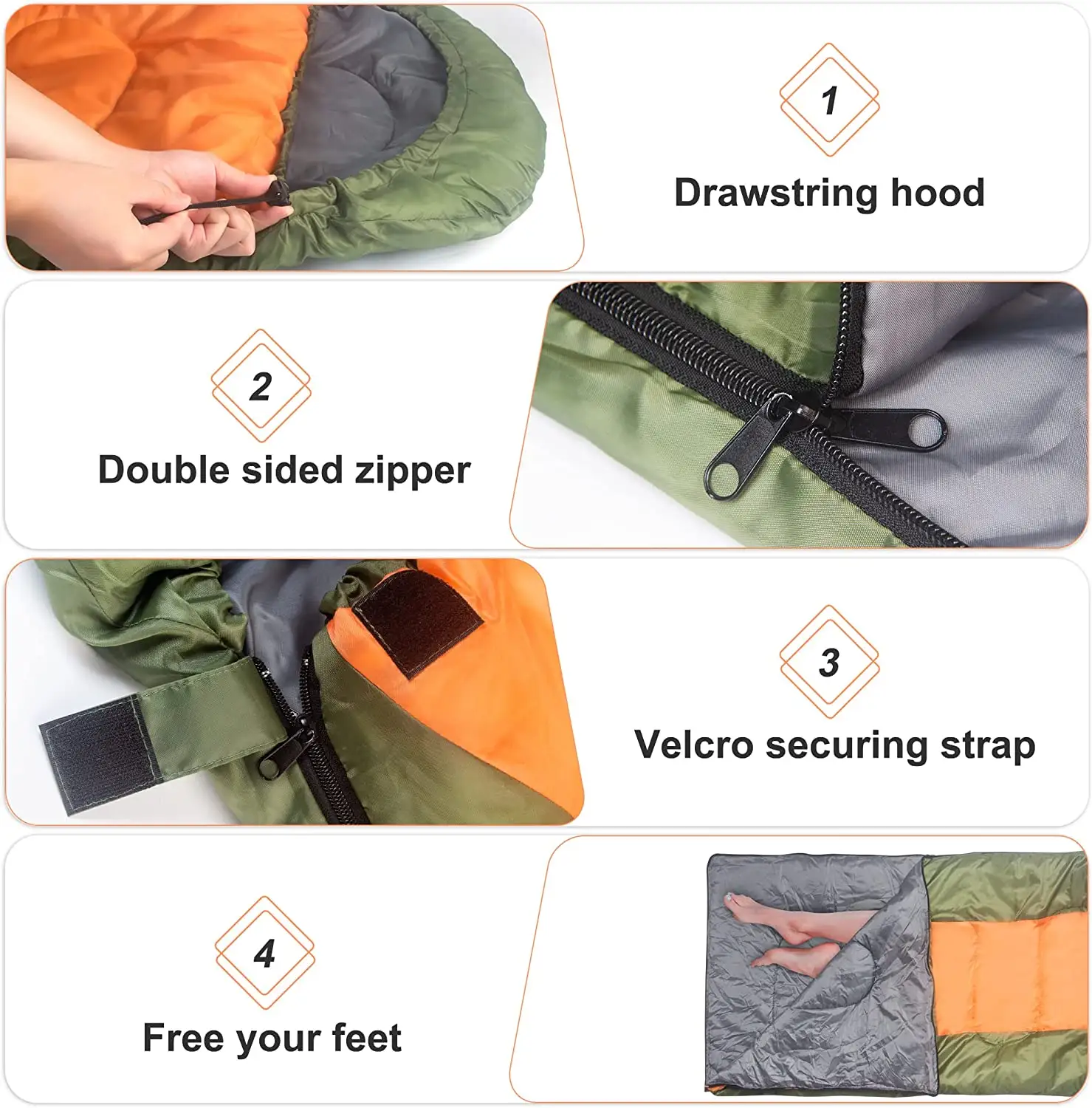 Wholesale Camping Sleeping Bag Comfortable Waterproof Camping Envelope Sleeping With Hood