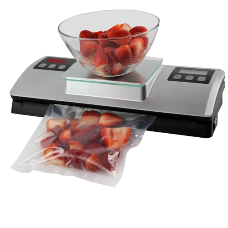 Nesco VSS-01 Automatic Food Vacuum Sealer with Digital Scale and Bag Starter Kit， Silver