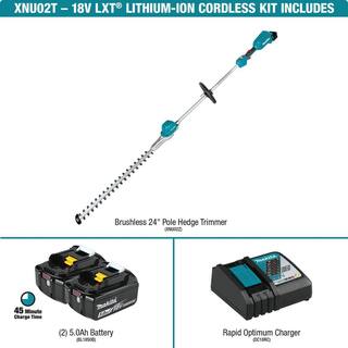 Makita 18V LXT Brushless 24 in. Pole Hedge Trimmer Kit (5.0 Ah) XNU02T