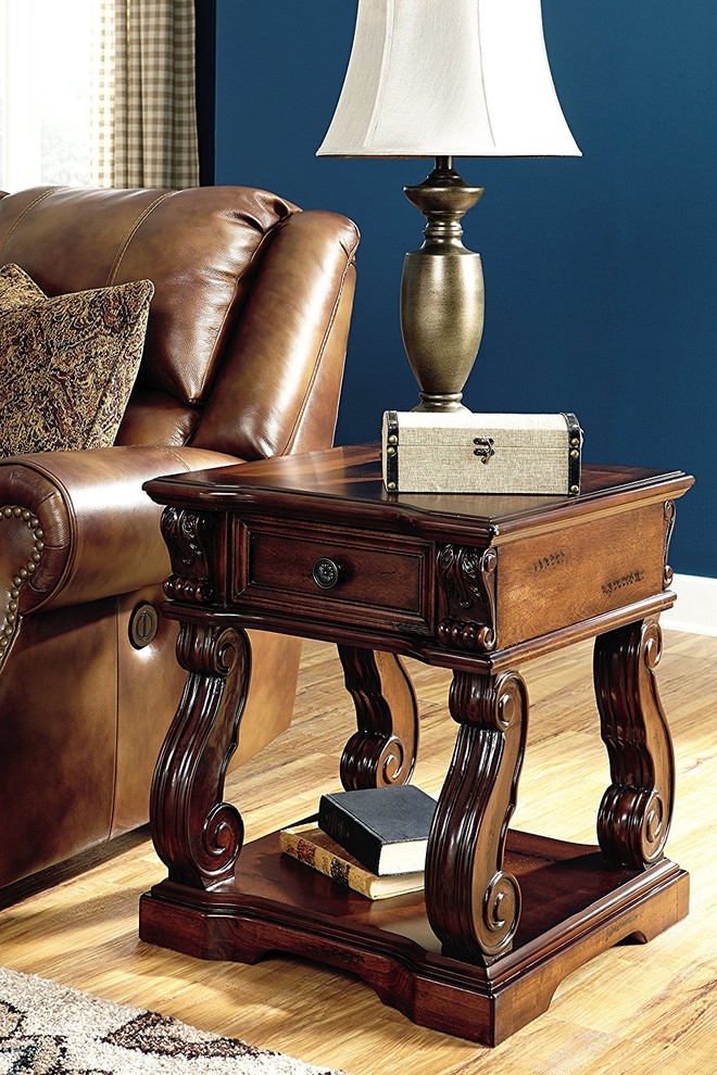 Vintage Style Square Rustic Brown Accent Side Table   Traditional   Side Tables And End Tables   by Imtinanz  LLC  Houzz