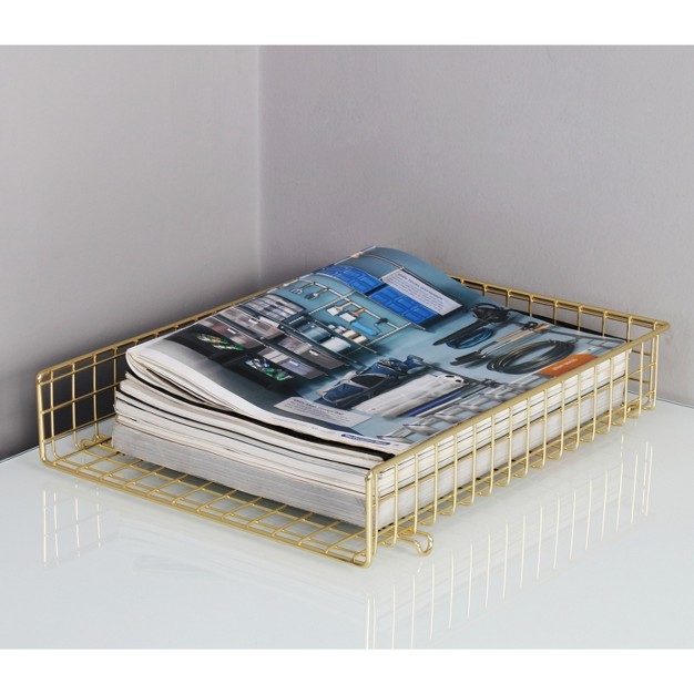 Grid Wire Letter Tray Gold