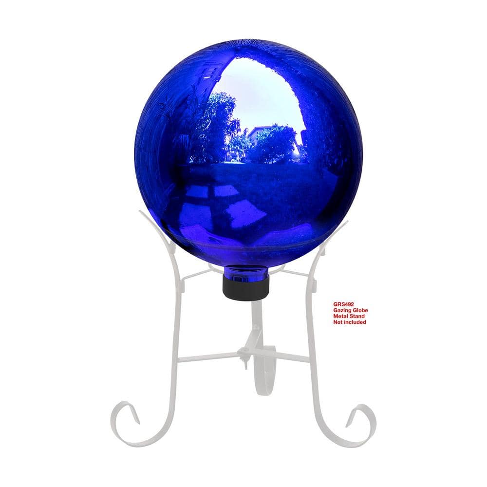 Alpine Corporation 10 in. Dia Indoor/Outdoor Glass Gazing Globe Festive Yard Decor, Blue GLB292BL