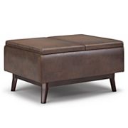 Simpli Home Owen Tray Top Small Coffee Table Storage Ottoman