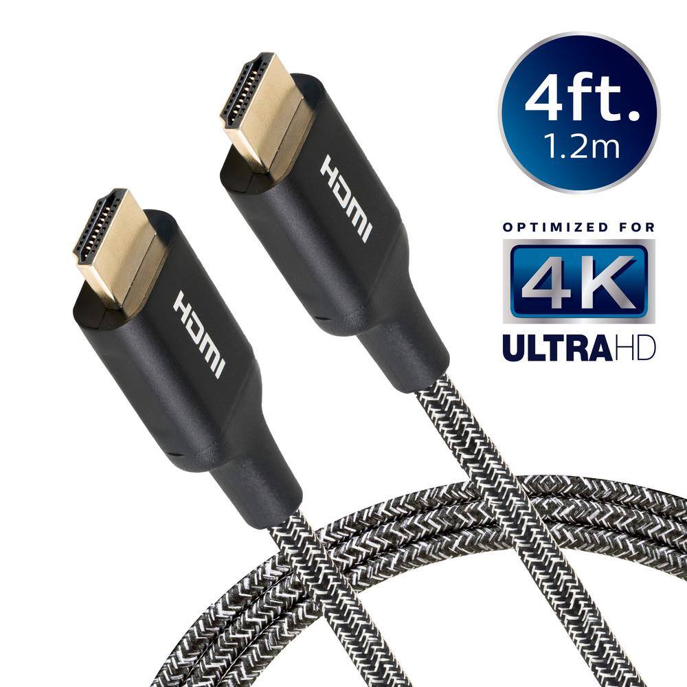 Philips 4 ft. 4K HDMI 2.0 Cable with Ethernet and Gold Plated Connectors in Black SWV6120P27