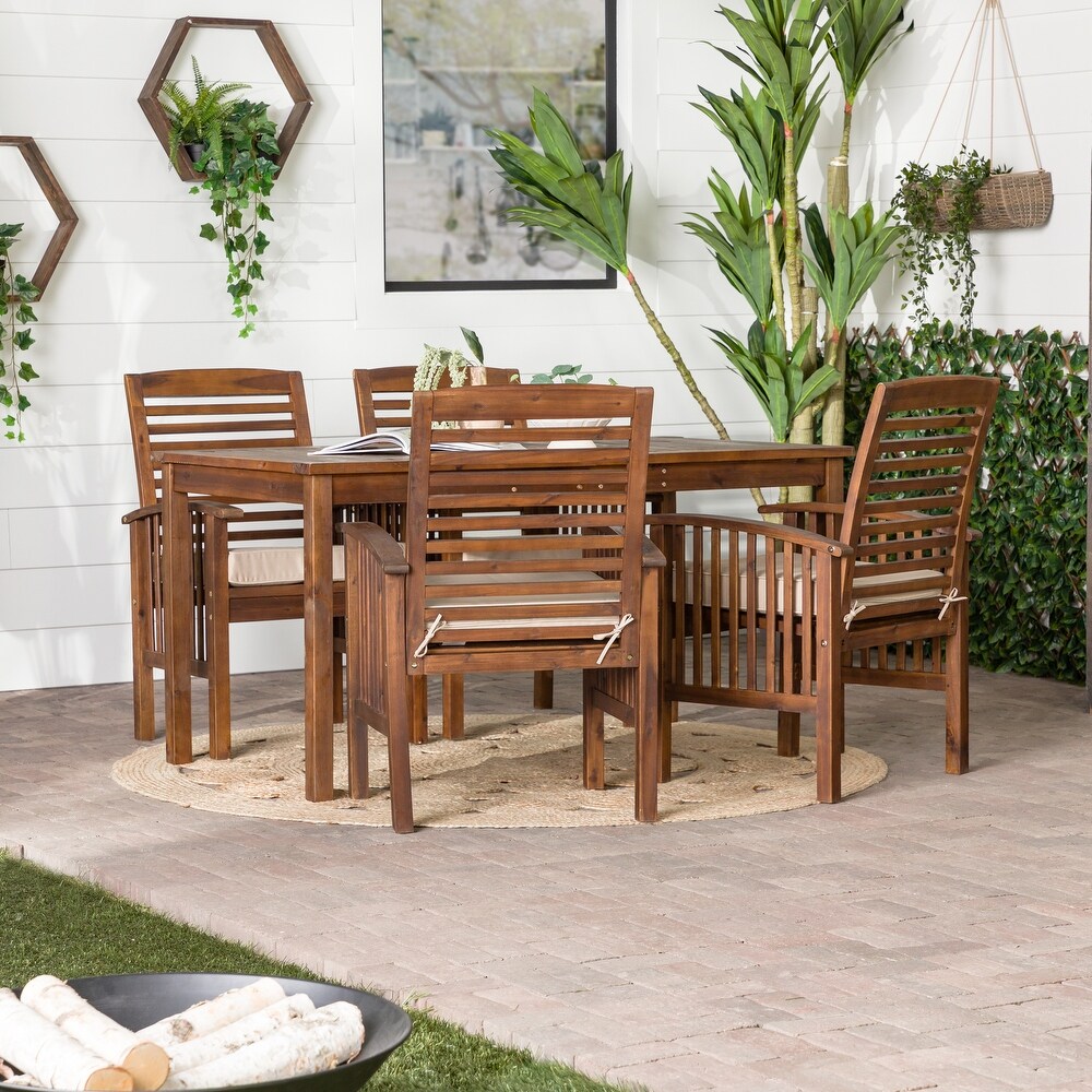 Middlebrook Surfside 5 piece Acacia Wood Outdoor Dining Set   60 x 34 x 30h