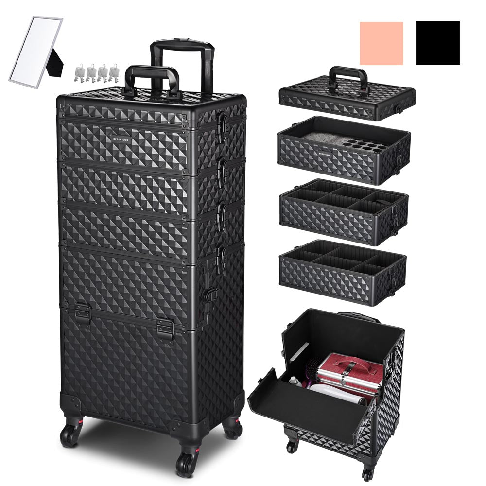 Byootique 4 in 1 Rolling Makeup Case with Lock Nail Polish Slots