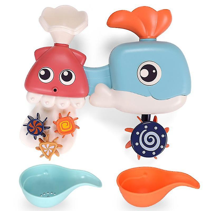 Baby Kids Shower Toys Set Whales And Octopus Funnel Bath Toys For Bathroom