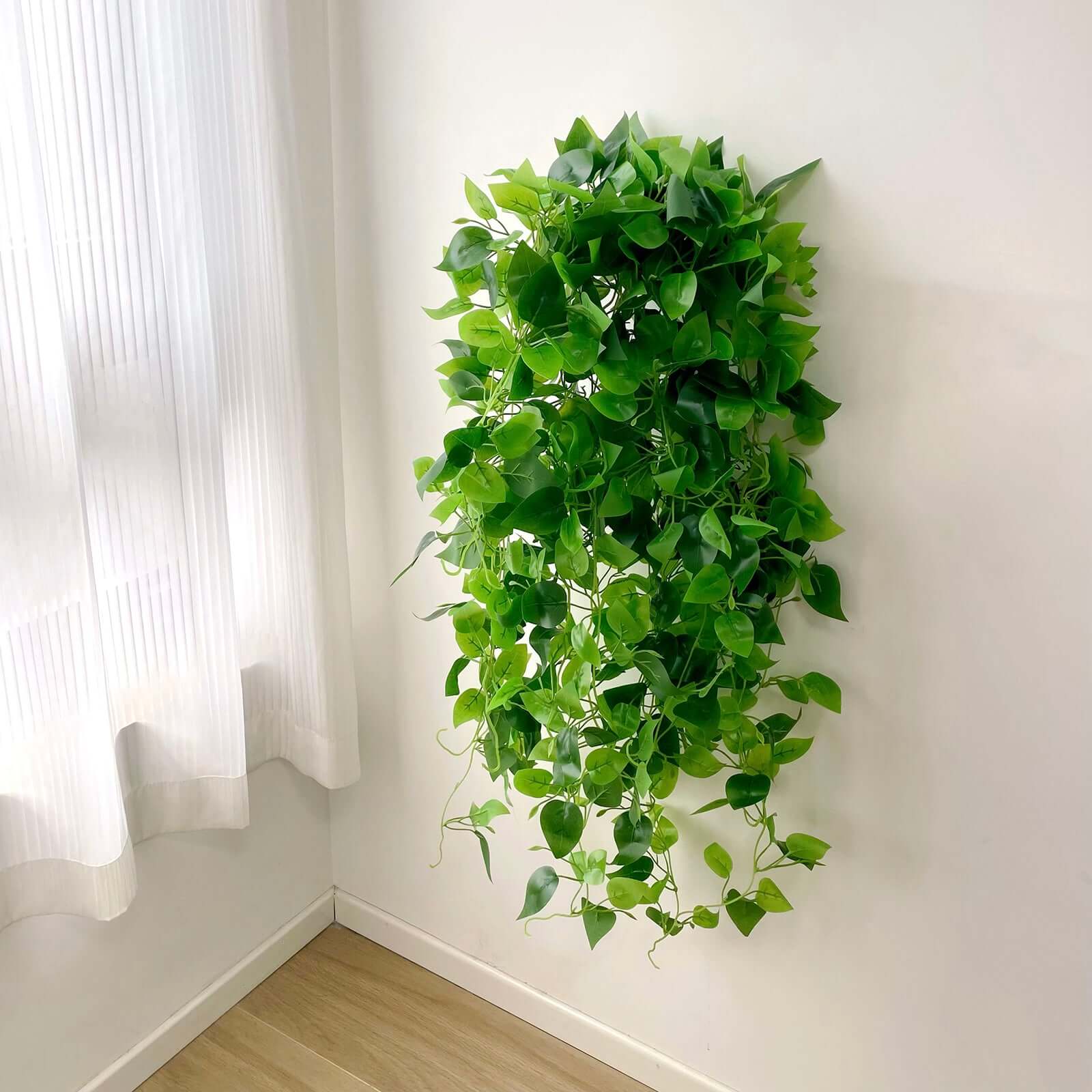 3 Pack Green Silk Pothos Artificial Hanging Plants, Fake Foliage Ivy Vine Garland Vines - 3ft