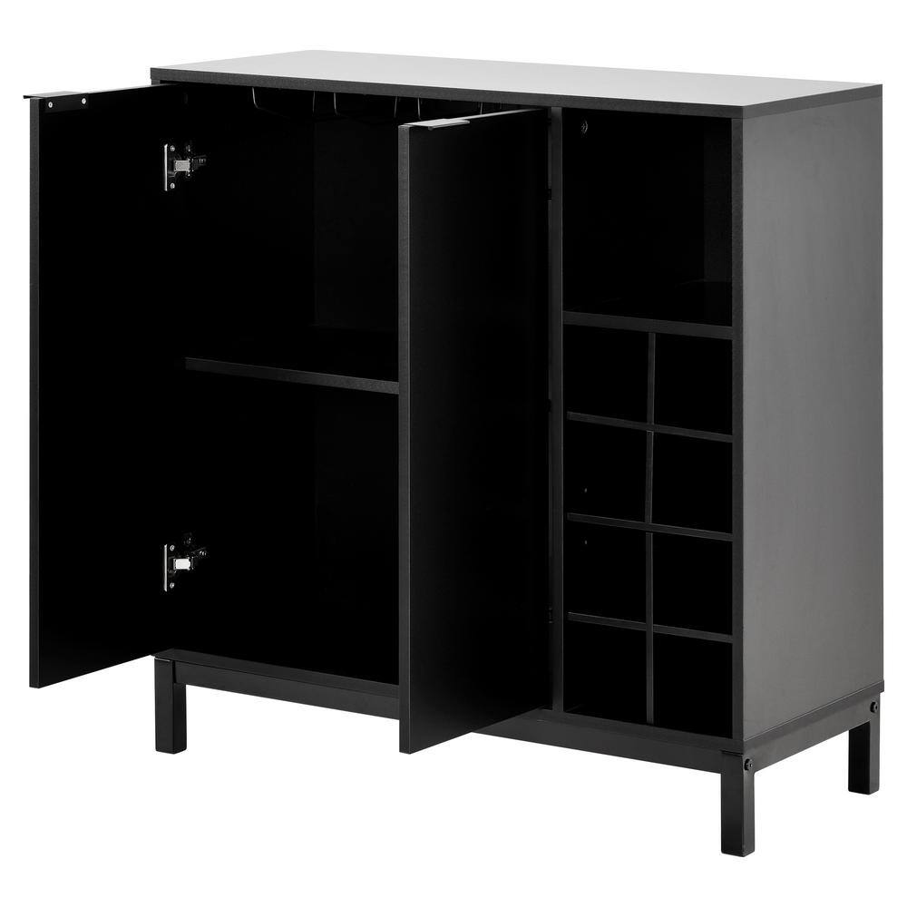 33.86 in. W x 14.17 in. D x 34.65 in. H Black MDF Ready to Assemble Floor Kitchen Cabinet with Wine Racks mnjtrmrcxrzzs15