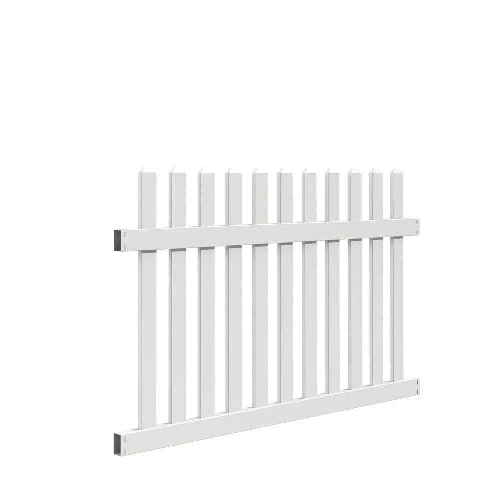 Barrette Outdoor Living Seneca Straight 4 ft. H x 6 ft. W White Vinyl Fence Panel Kit 73014406