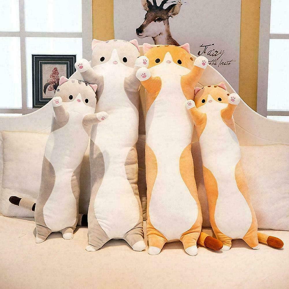 Lovely Plush Cat Doll Cute Cartoon Soft Stuffed Kitten Pillow Long Throw Sleeping Pillow Doll Toy Gift For Kids Girlfriend Multiple Size (pink，90cm/35