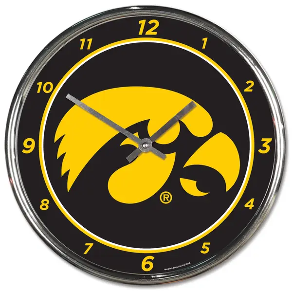 All Star Sports Iowa Chrome Clock