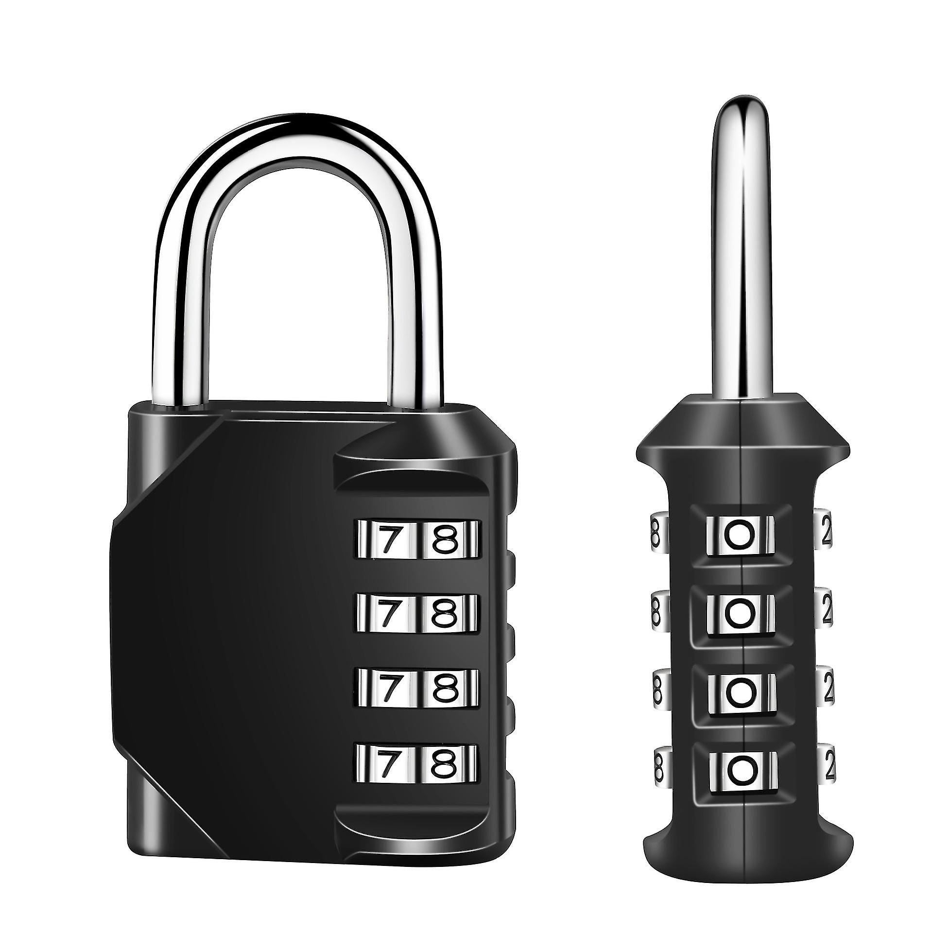 Locker Code Padlock， 4 Digit Combination Padlock For Sport， School， College Locker Room， Waterproof(2 Pcs， Black)