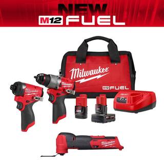 MW M12 FUEL 12-Volt Li-Ion Brushless Cordless Hammer DrillImpact Driver Combo Kit (2-Tool) with Oscillating Multi-Tool 3497-22-2526-20