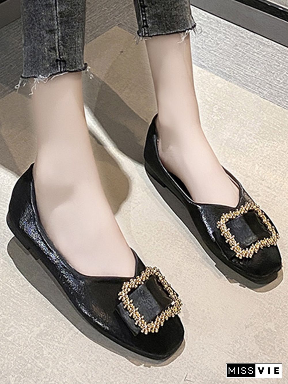 Women Plain All Season Urban Non-Slip Commuting Flat Heel Round Toe Plus Size Shallow Shoes Flats