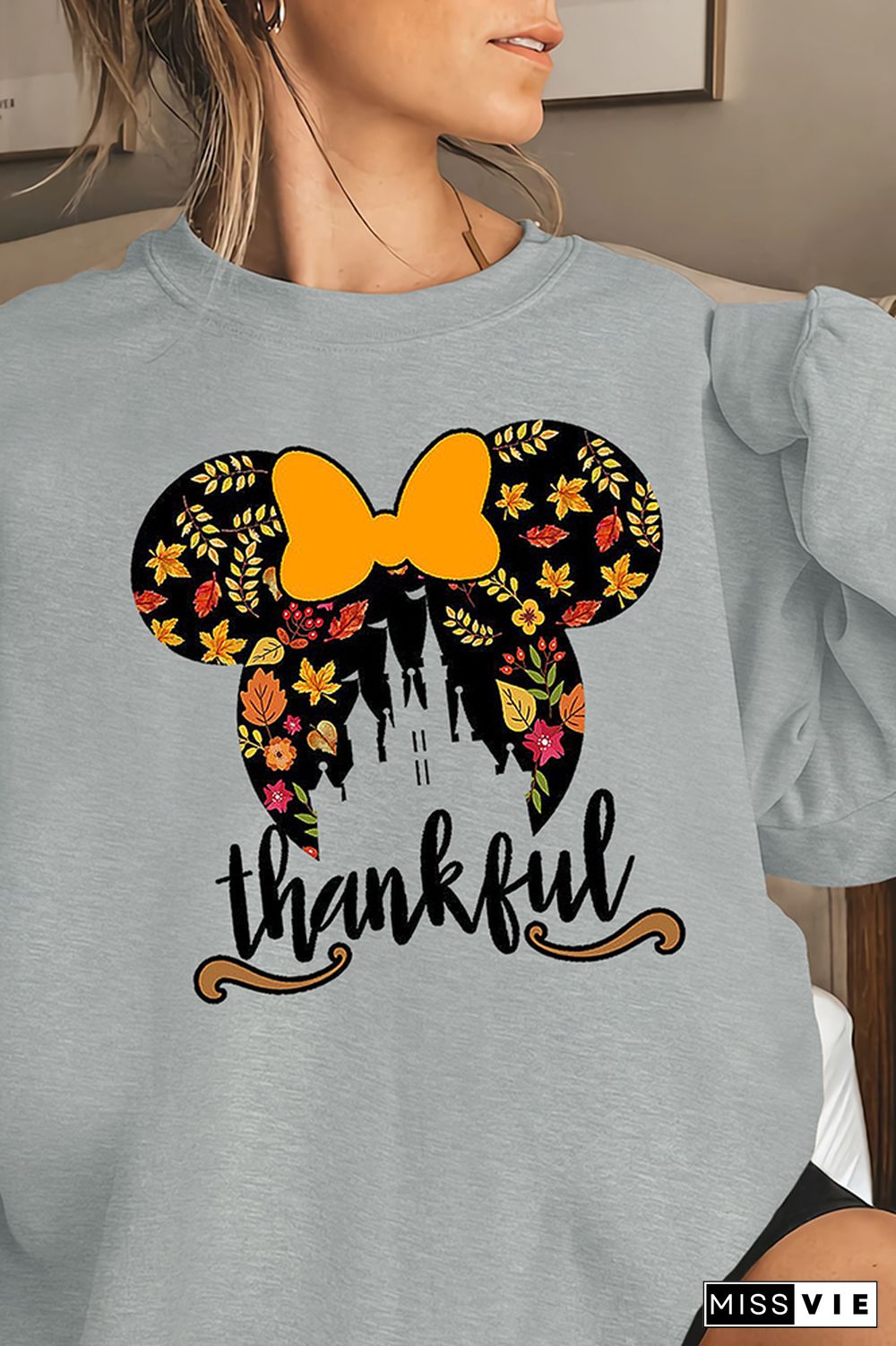 Thankful Print O-neck Long Sleeve Sweatshirts Women Wholesale