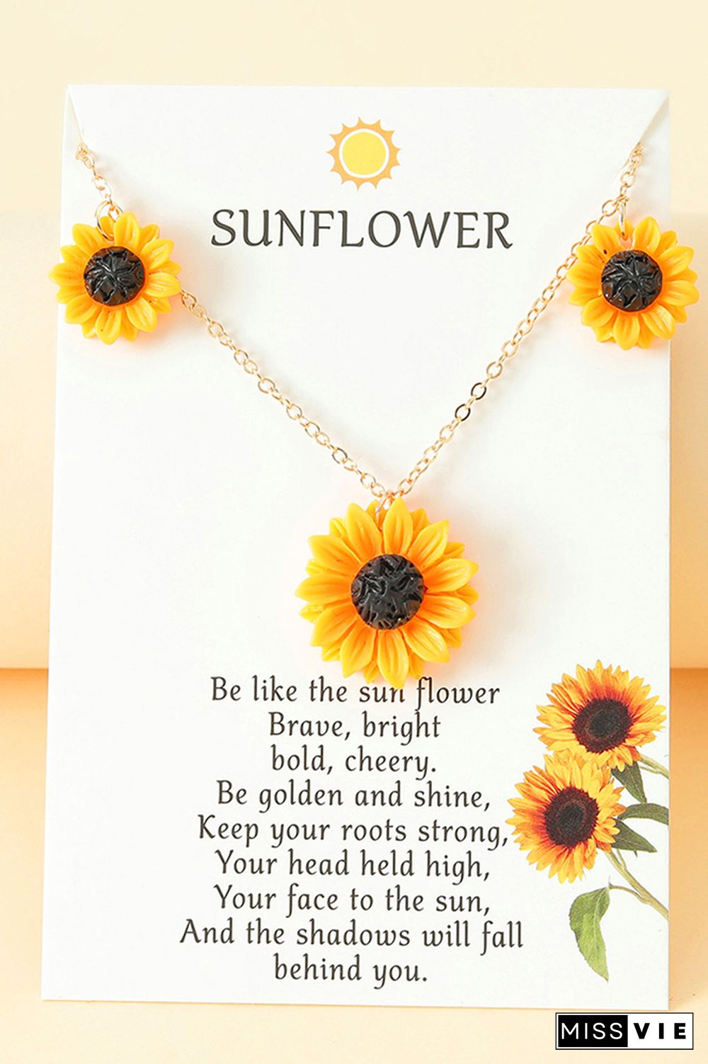 Sunflower Decor Steel Chain Necklace MOQ 5PCs