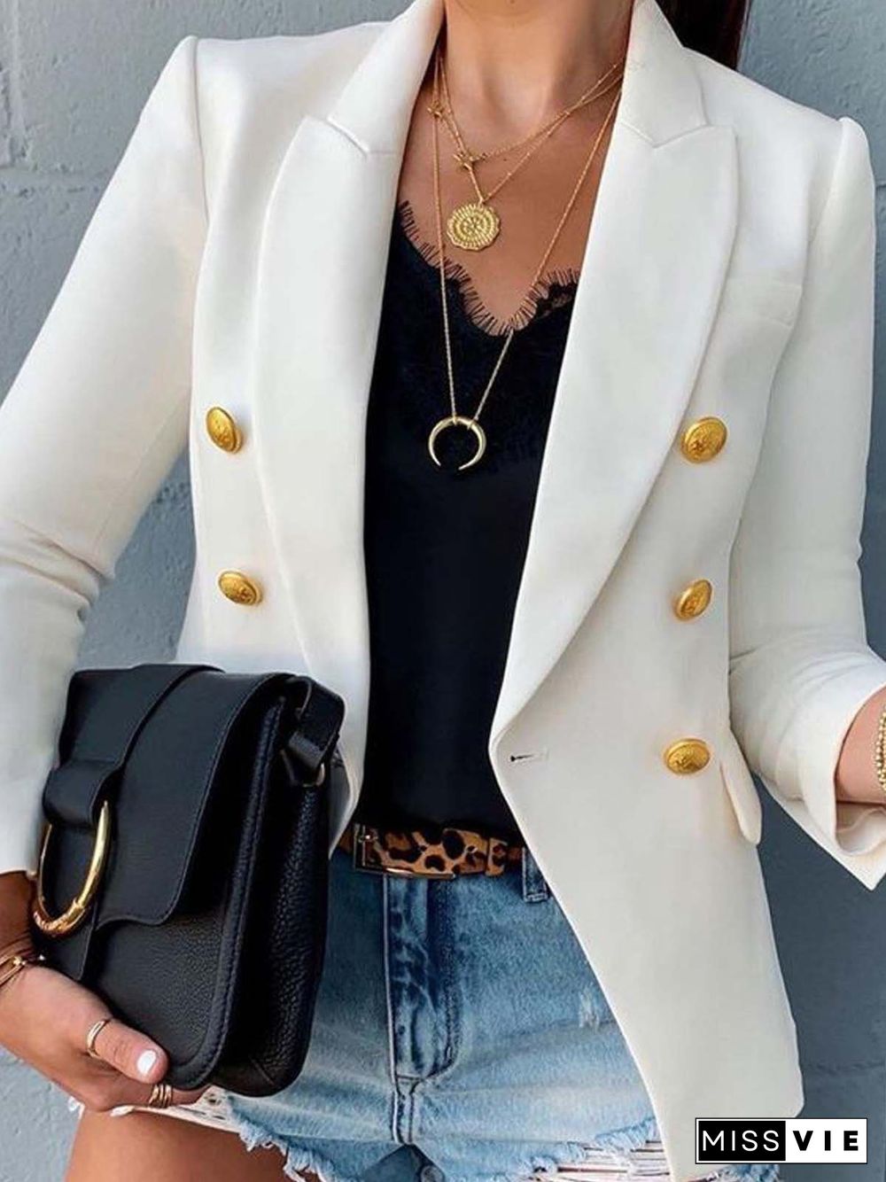 Plain Casual Lapel Collar Blazer