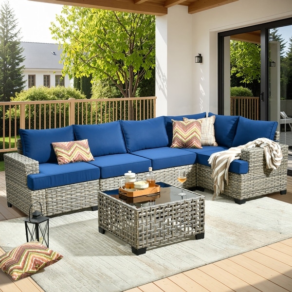 HOOOWOOO 6piece Patio Furniture Conversation Set with Coffee Table