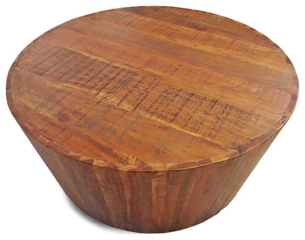 Salvaged Acacia Round Coffee Table   Farmhouse   Coffee Tables   by Design Mix Furniture  Houzz