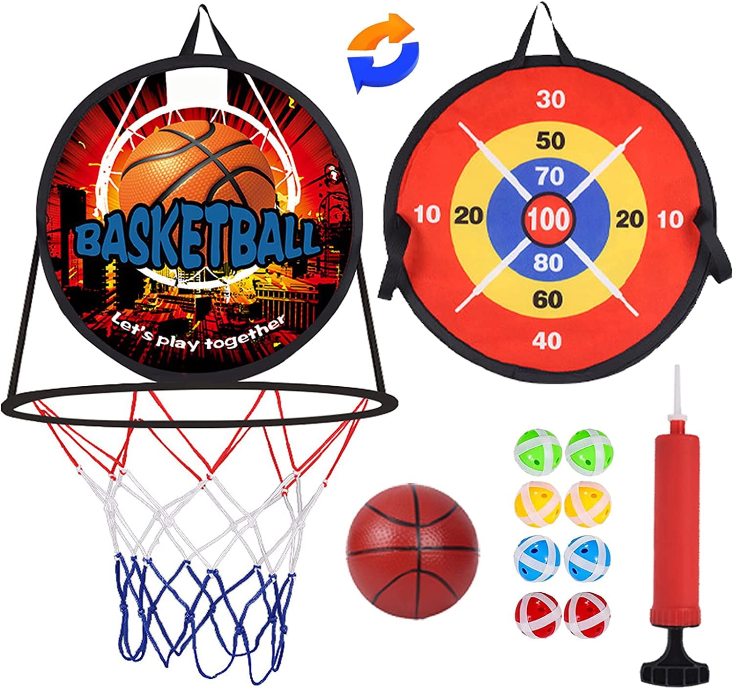 14 Dart Board for Kids， Basketball Hoop for Kids Toddlers Toys for 3 Year Old Boys