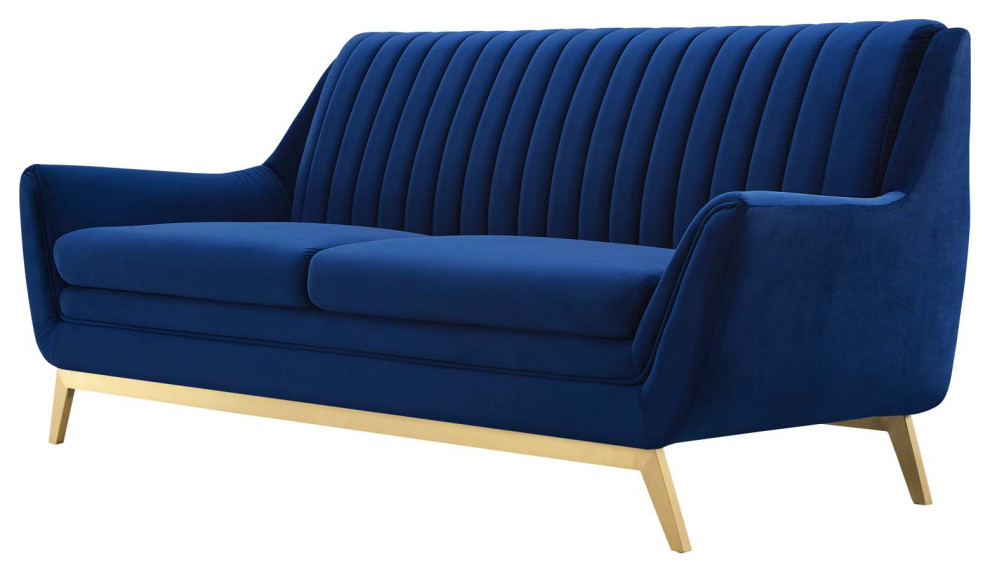 Tufted Sofa  Velvet  Green  Modern  Living Lounge Room Hotel Lobby Hospitality   Midcentury   Sofas   by House Bound  Houzz