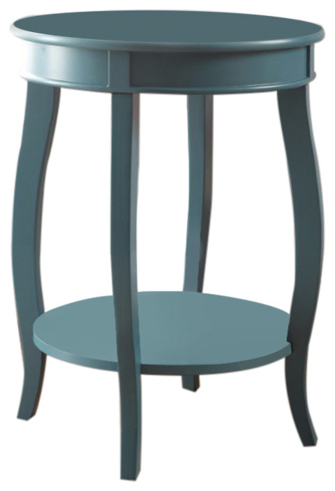 Benzara BM157291 Affiable Round Top Wooden Side Table  Teal Blue   Contemporary   Side Tables And End Tables   by BuyDBest  Houzz