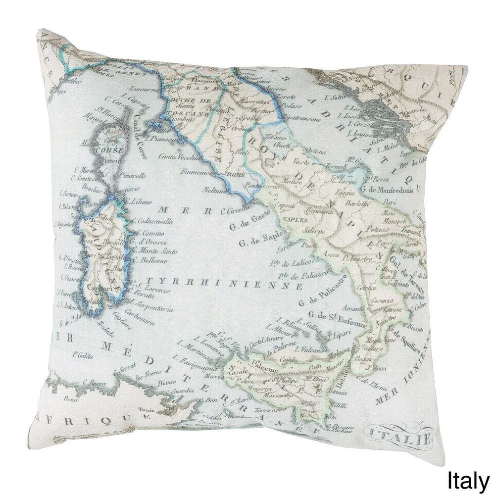 France or Italy Map Indoor/Outdoor Decorative Throw Pillow