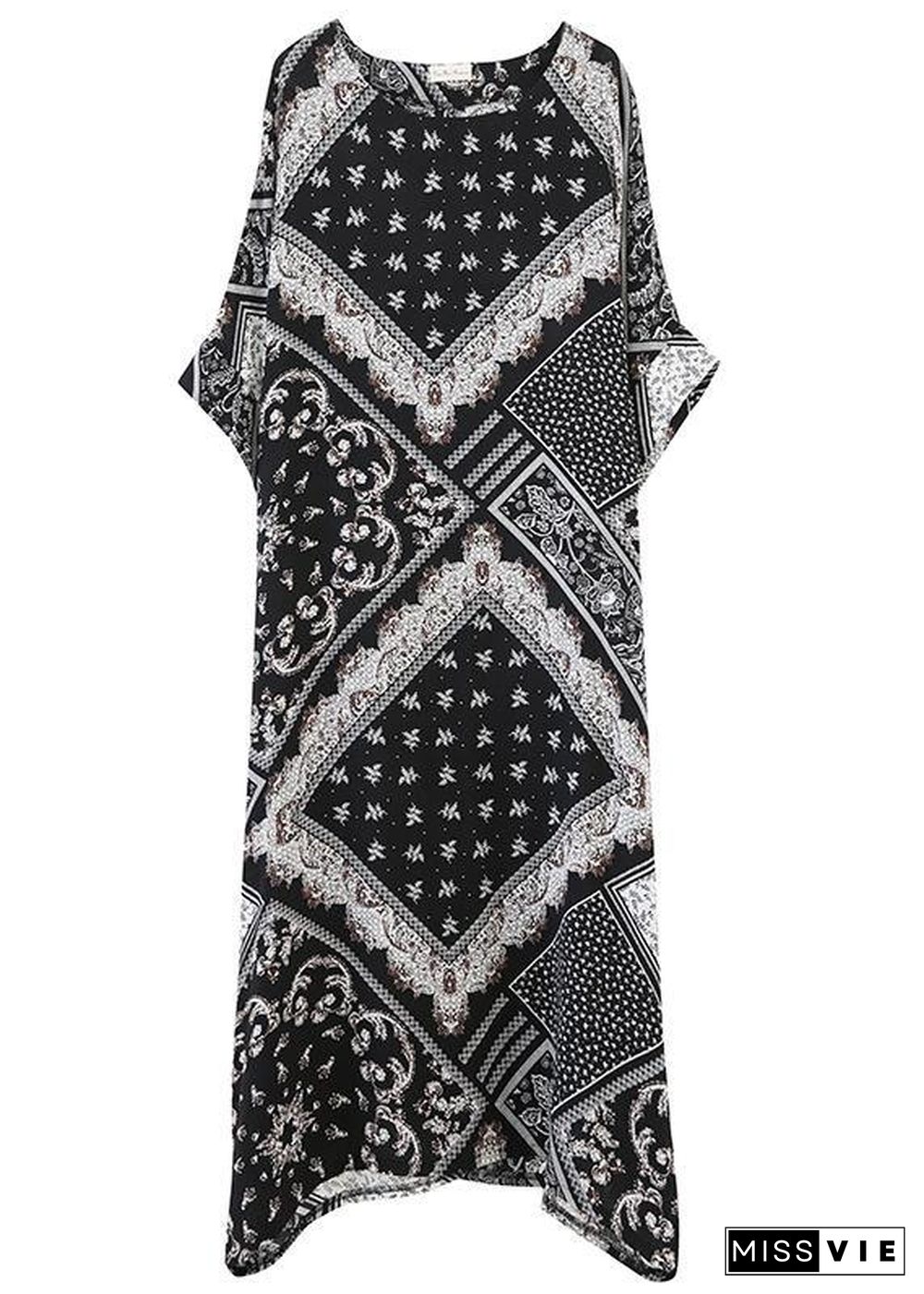 Women O Neck Summer Quilting Dresses Photography Black Print Traveling Dress