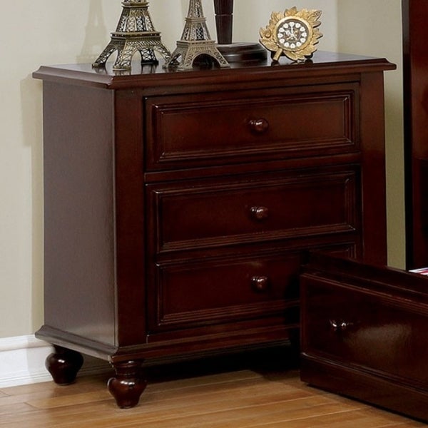 Wooden Night Stand With 2 Drawers， Dark Brown - - 21419129