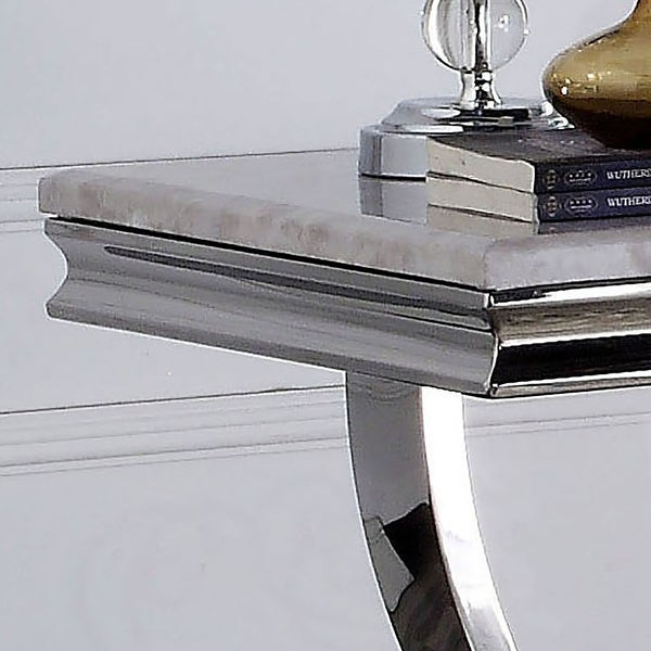 Furniture of America Verdiccio Glam Chrome 23-in Faux Marble Side Table