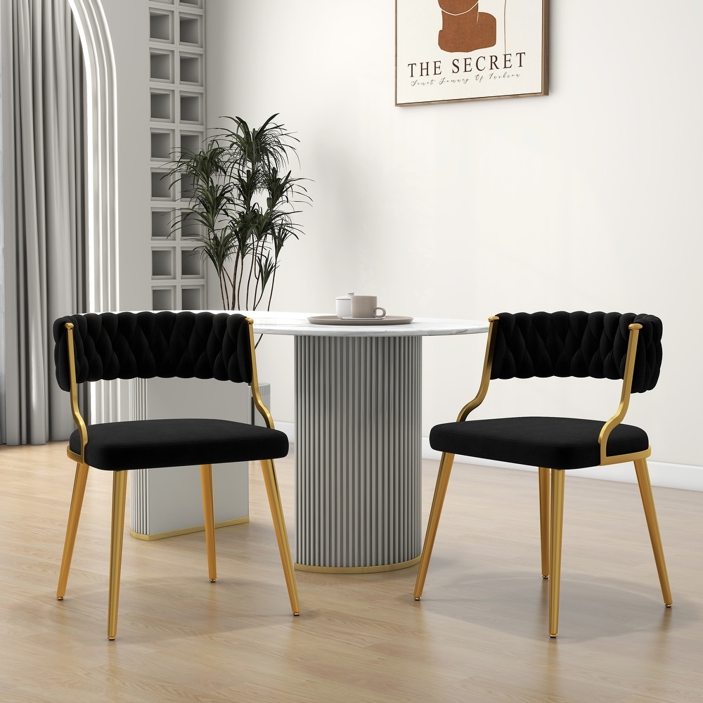 2PACK Upholstered Dining Chairs with Woven Back