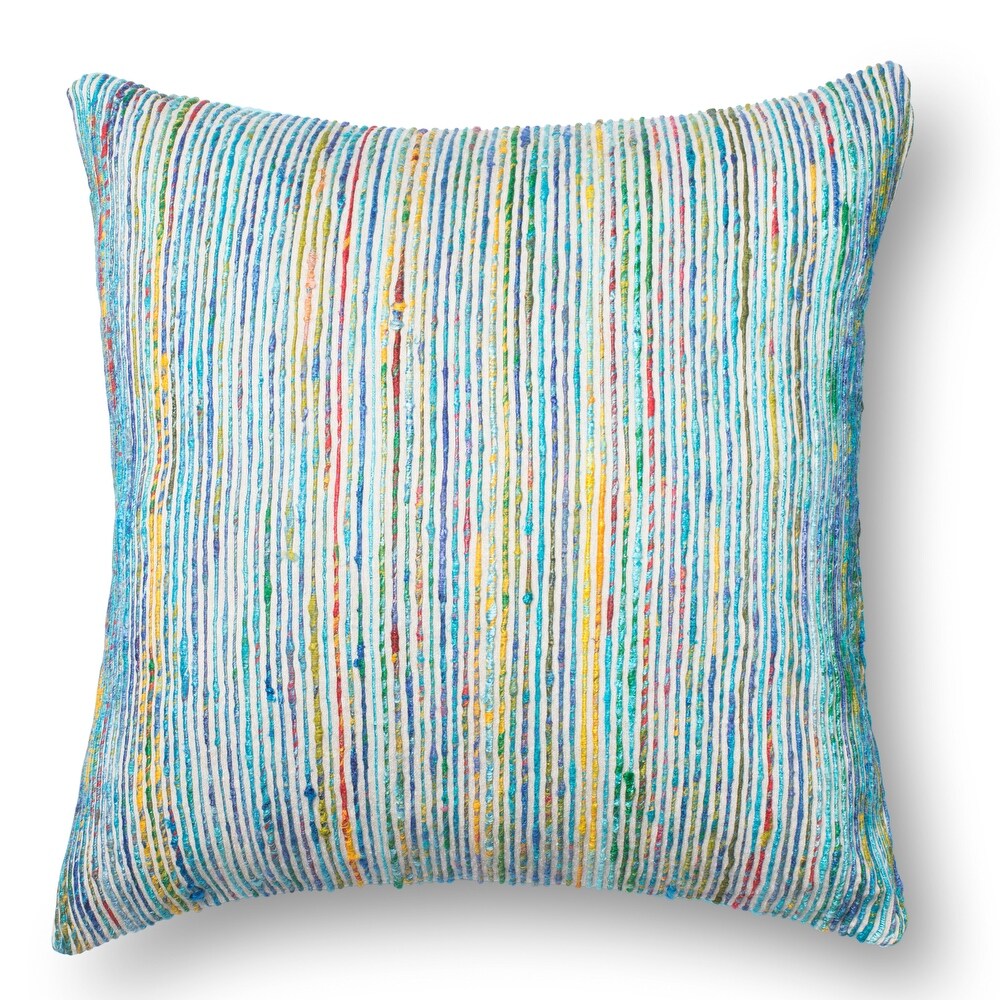 Recycled Sari Silk Stripe Square 22 inch Throw Pillow or Pillow Cover