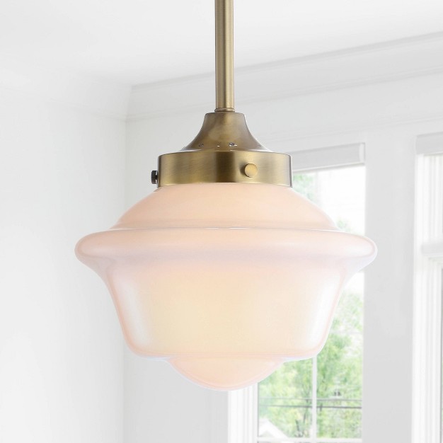 Adjustable Metal glass Kurtz Drop Pendant includes Energy Efficient Light Bulb Jonathan Y