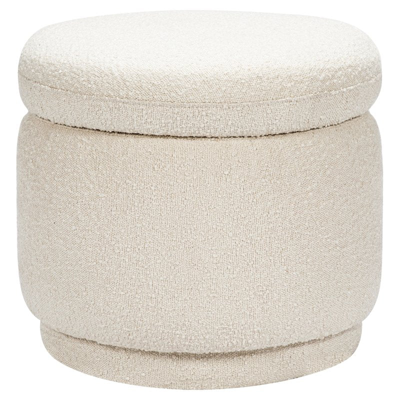 Namesake Enoki Modern Fabric Storage Ottoman in White Boucle