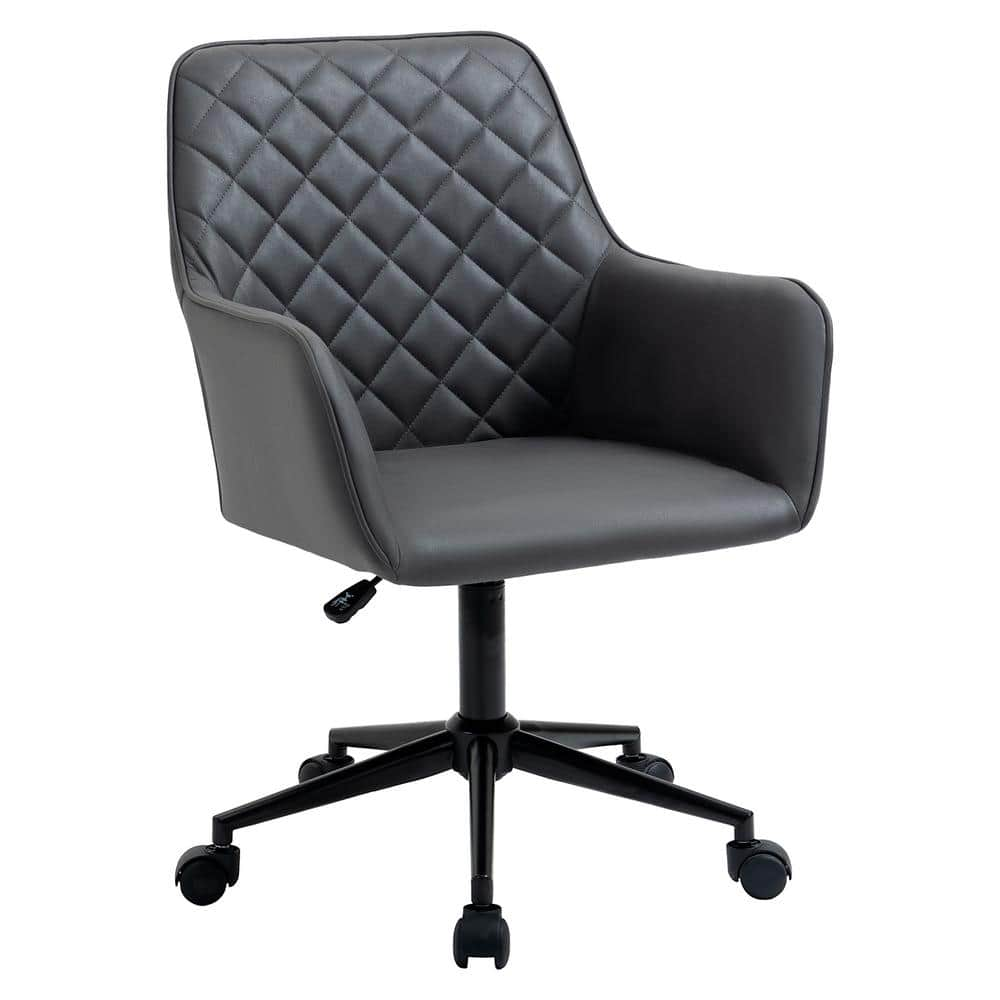 Vinsetto Dark Grey, Mid Back Modern Home Office Chair Swivel Computer Desk Chair with Adjustable Height, Microfiber Cloth 921-371V80CG