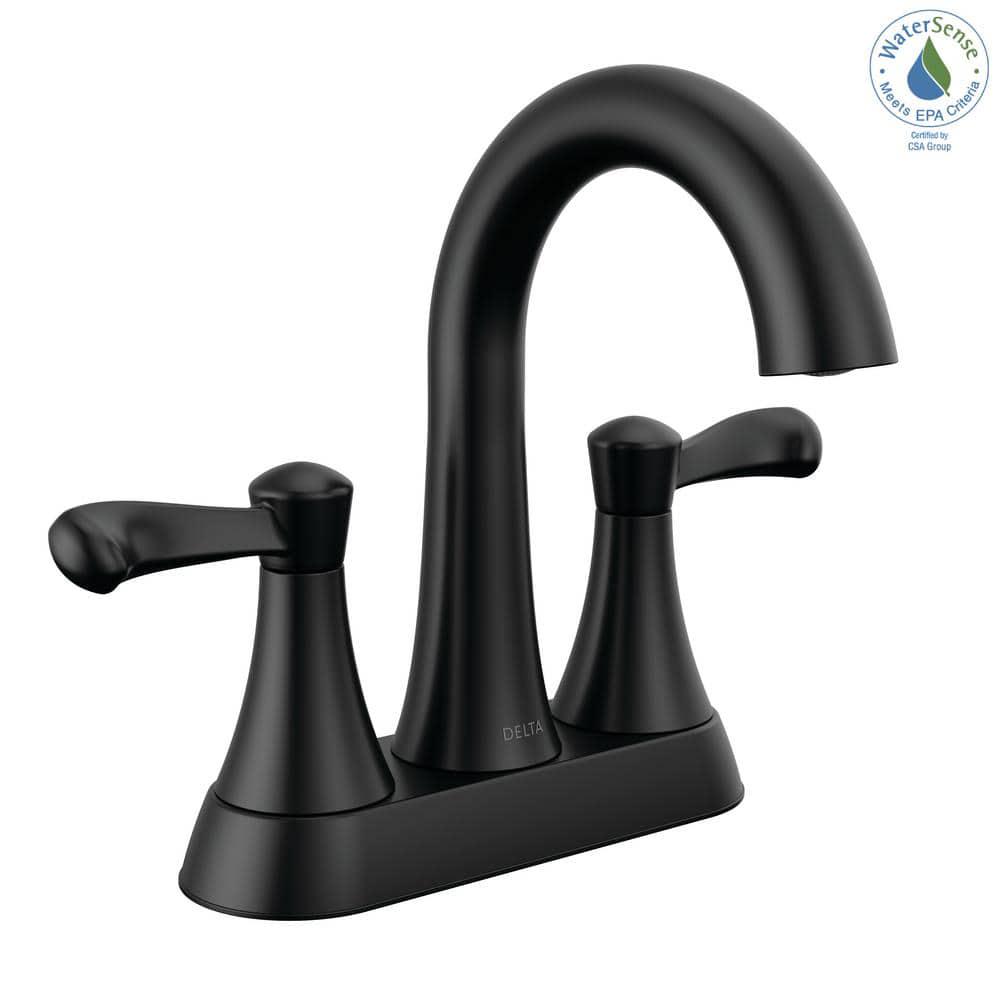 Delta Esato 4 in Centerset Double Handle Bathroom Faucet in Matte Black