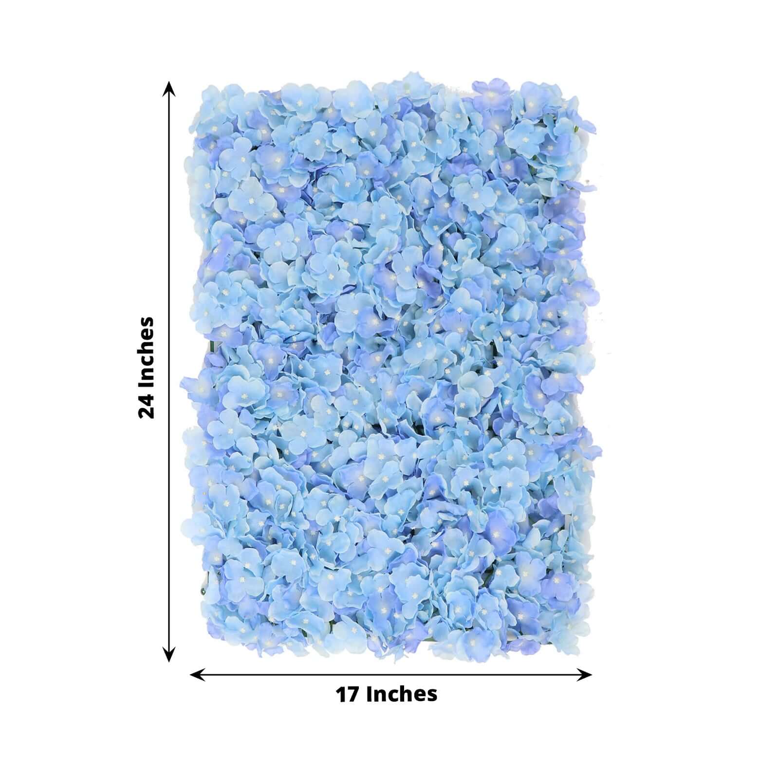 Light Blue UV Protected Hydrangea Flower Wall Mat Backdrop - 4 Artificial Panels 11 Sq ft.