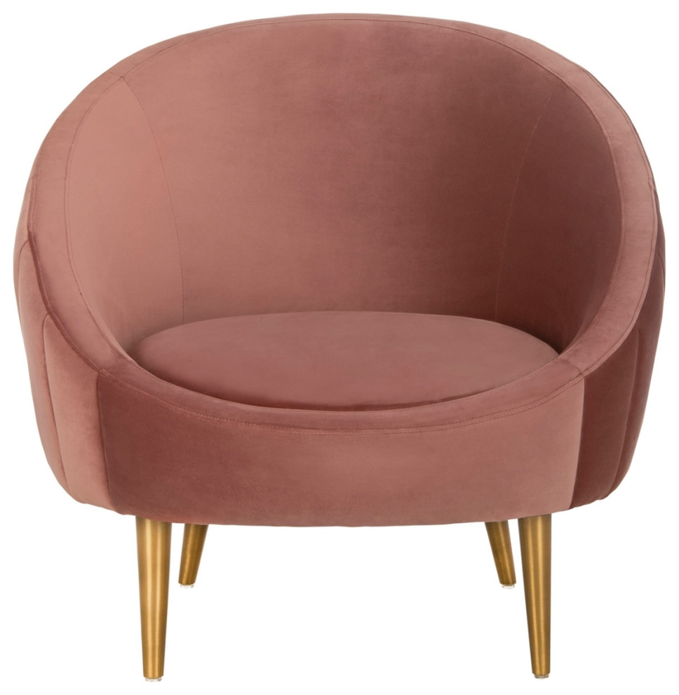 Kasia Channel Tufted Tub Chair Dusty Rose   Midcentury   Armchairs And Accent Chairs   by Peachtree Fine Furniture  Houzz