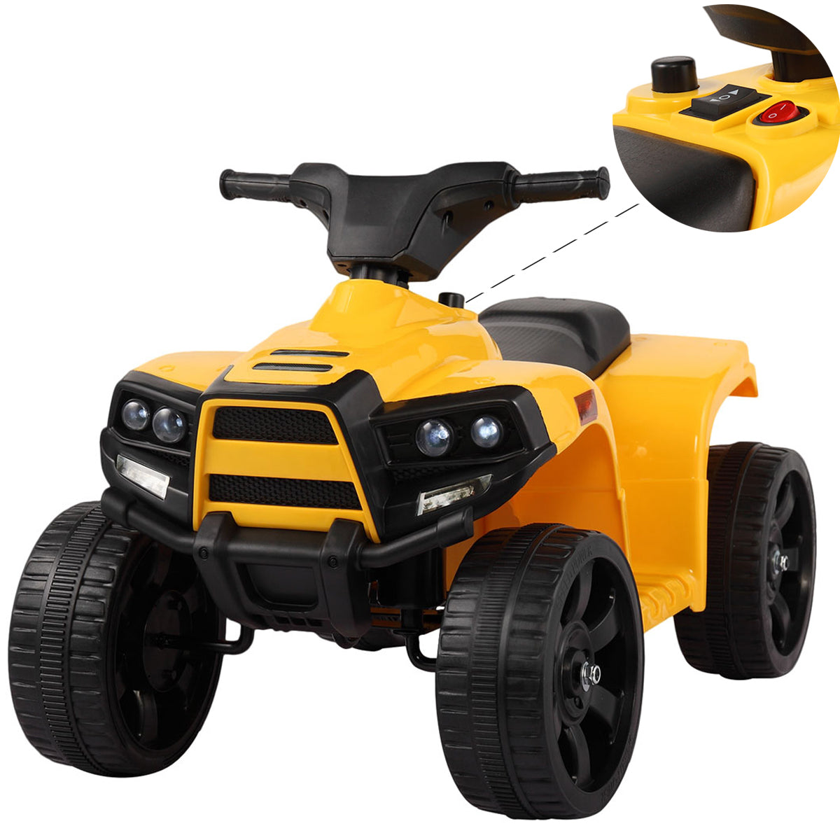 Kids Ride On ATV, 6V Electric Ride On Toy Car, 4 Wheeler for Kids Age 1-2.5, Rechargeable Battery Quad Bike for Boys/Girls, Yellow