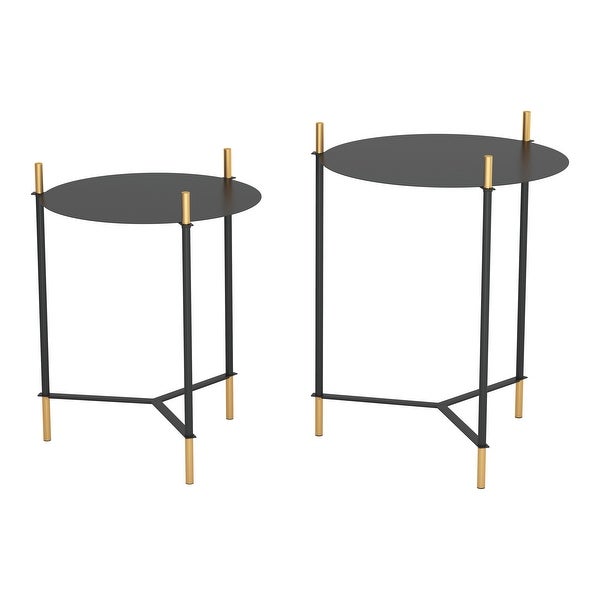 Blue Brook of 2 Jerry Side Tables Black and Gold