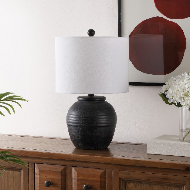 Naturi 20 Inch Ceramic Table Lamp Black Safavieh