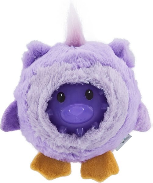 Outward Hound Unbelieva-Ball Owl Interactive Plush Toy with Light Up Ball Dog Toy， Purple