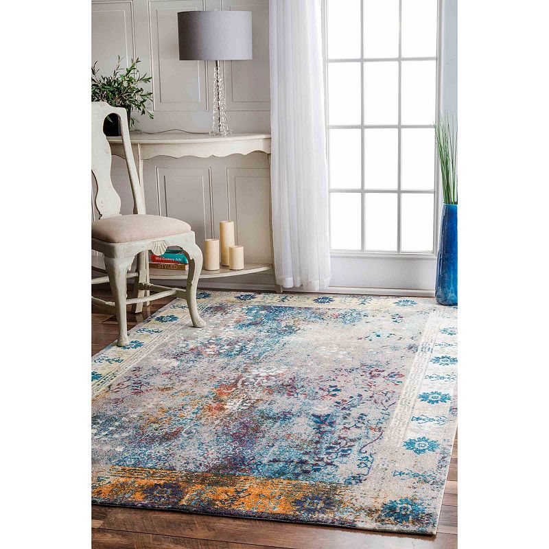 nuLOOM Norbul Vintage Dotty Framed Floral Rug