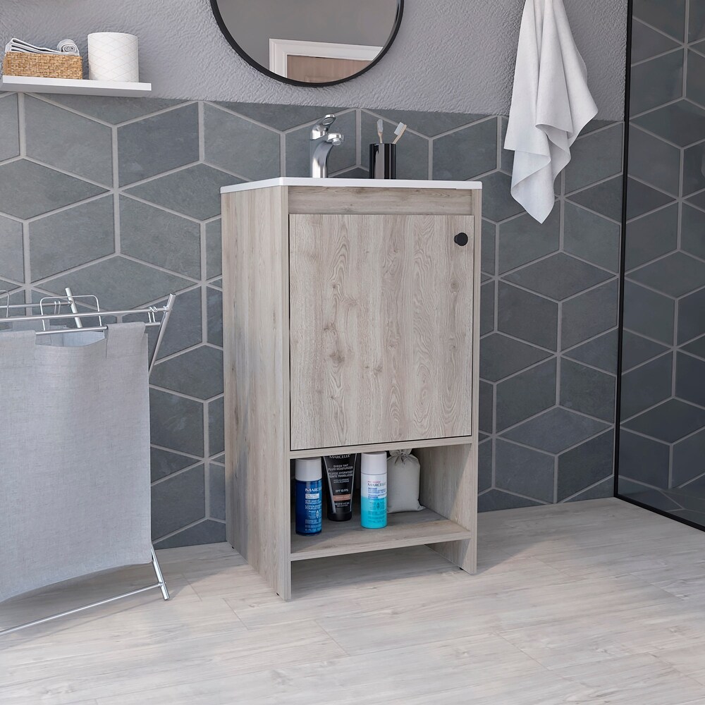 Jane Bathroom Vanity with Single Door Cabinet and Open Shelf