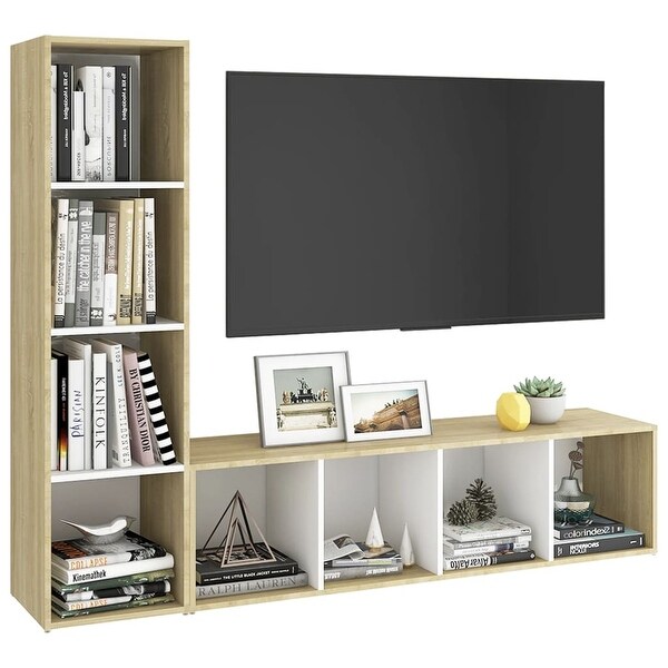 TV Cabinets 2pcs White and Sonoma Oak 56.1