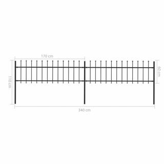 Cisvio Garden Fence with Spear Top Steel 133.9 in. x 23.6 in. Black D0102HE0N7V